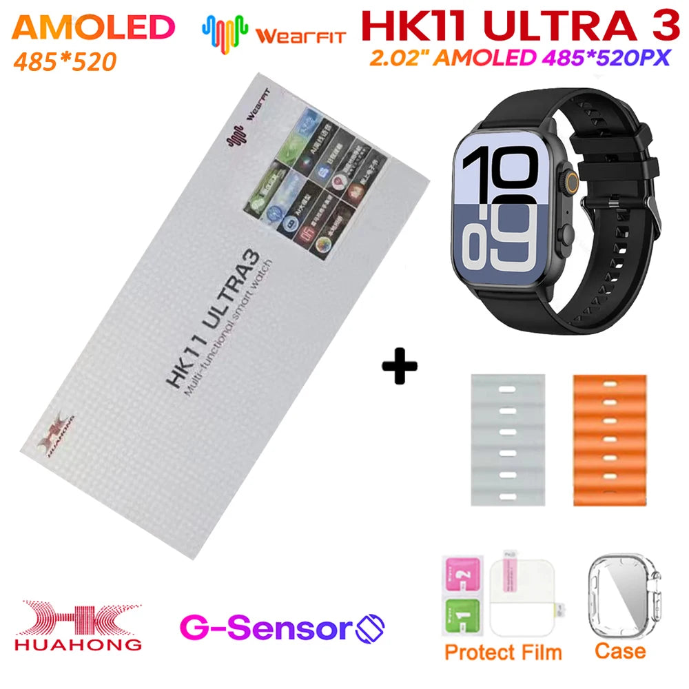 Upgrade Hk11 Ultra 3 Gen2 SmartWatch 4GB ROM AI ROBOT AMOLED Network 49mm G-Sensor ChatGPT NFC Compass GPS 3D Menu Music Watch