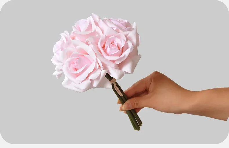 5 Head Curled Rose Bouquet with Artificial Moisture Sensation High-end Silk Flower Home Decoration Wedding Decoration