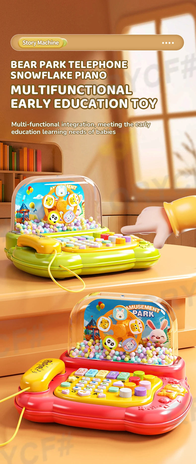 Simulation Telephone Toys Snowfiake Music Lights Story Machine Baby Mobile Phone Multi-functional Kids Education Christmas Gifts