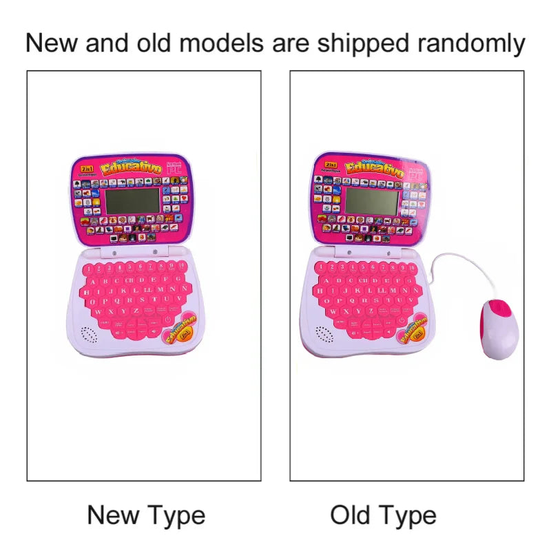 ZK40 Kids Learning Machine English Spanish Music Function Interactive Educational Laptop for Children Pink