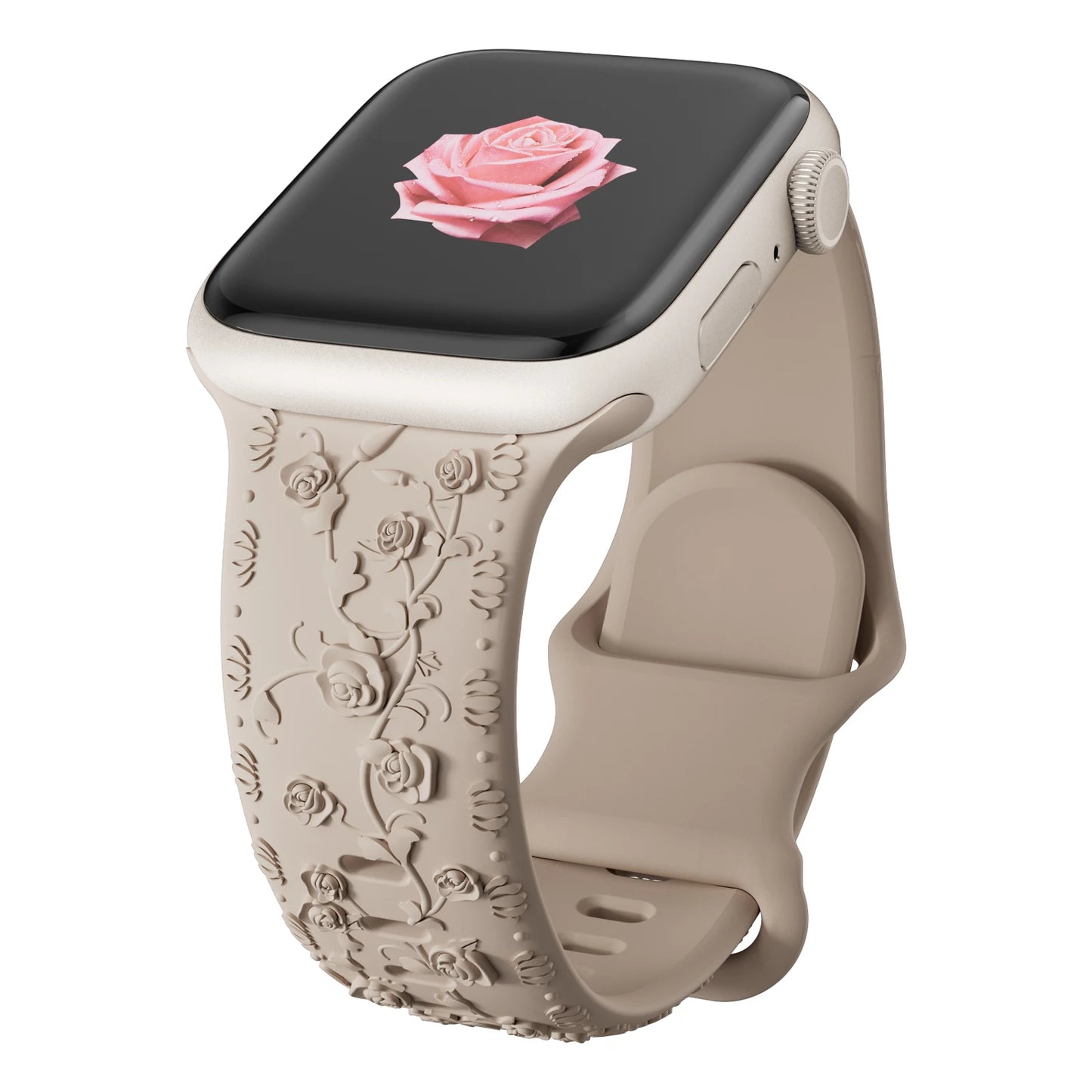 For Apple Watch Band 42mm 41mm 40 45mm 49mm 44mm Floral Engraved bracelet correa for iwatch series11 10 9 7 SE 6 8 Ultra 2 Strap