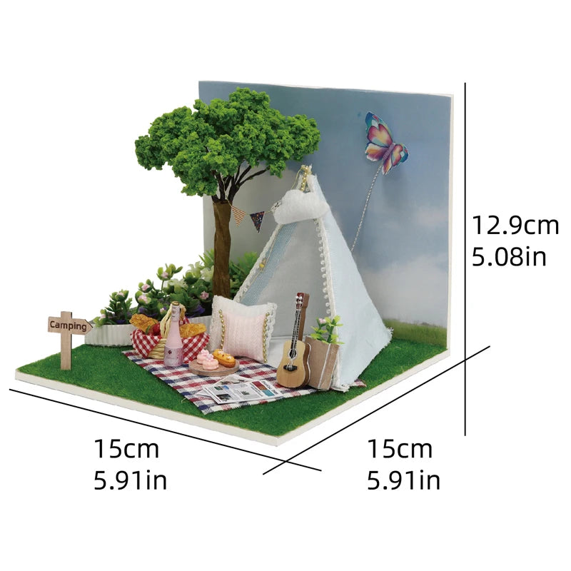 DIY Wooden Miniature Doll House Small House Kit 3D Puzzle Assembly Building Kits With Furniture LED Dollhouse Toys For Gifts