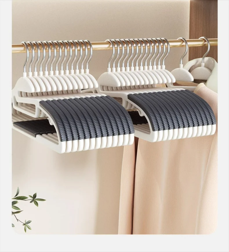10Pcs Black/Orange/Grey Multifunctional Wet and Dry Household Hanger Suitable for Hanging Clothes Bedroom Wardrobe Anti-Slip