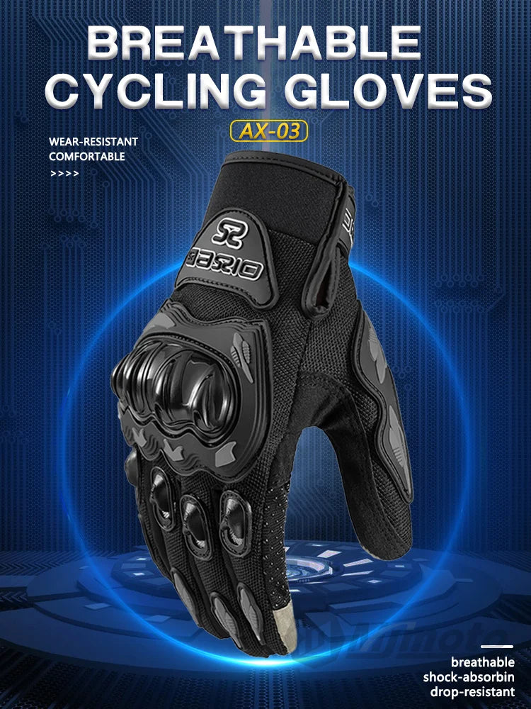Ummer Breathable Full Finger Motorcycle Gloves Non-slip Wear-resistant Motocross Racing Gloves Touch Screen Moto Biker Gloves