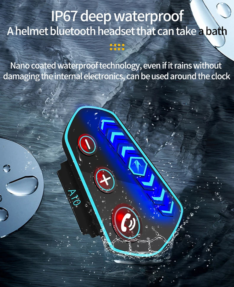 A10 Motorcycle Helmet Bluetooth Headset Wireless V5.0 Waterproof Handsfree Call Music Earphone 1000mAh Riders Moto GPS Headphone
