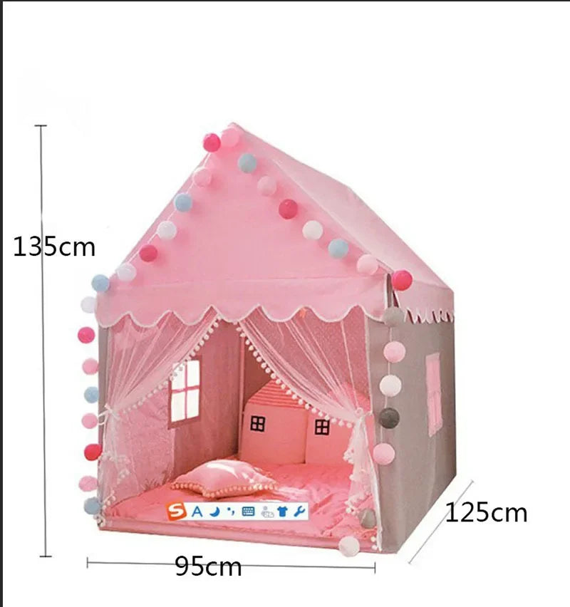 Portable Kids Tent Children's Tent Folding Tipi Baby Play House Large Girls Pink Princess Party Castle Child Room Decor Foldable