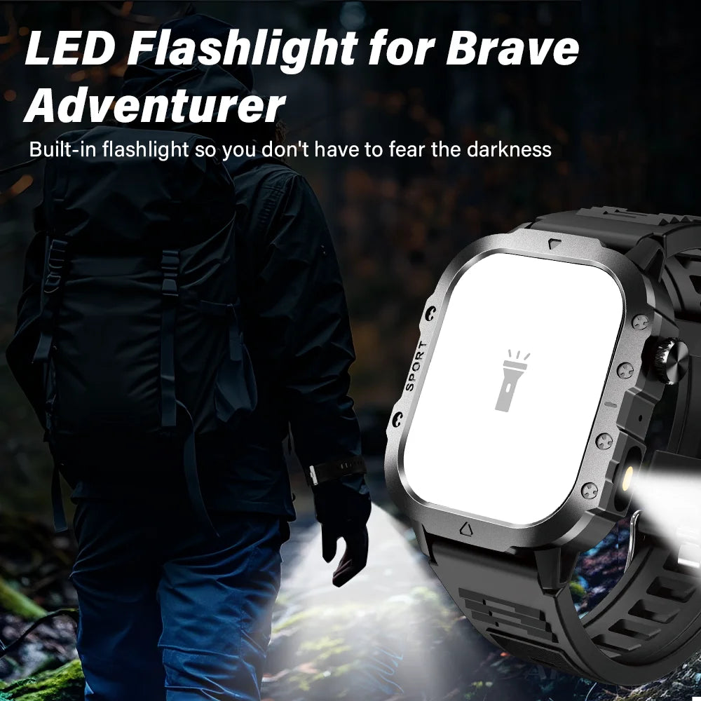 2026 New Smart Watch Men Bluetooth Calling Fitness Tracker LED Flashlight Sleep Monitor Sports Smartwatch For Android iOS