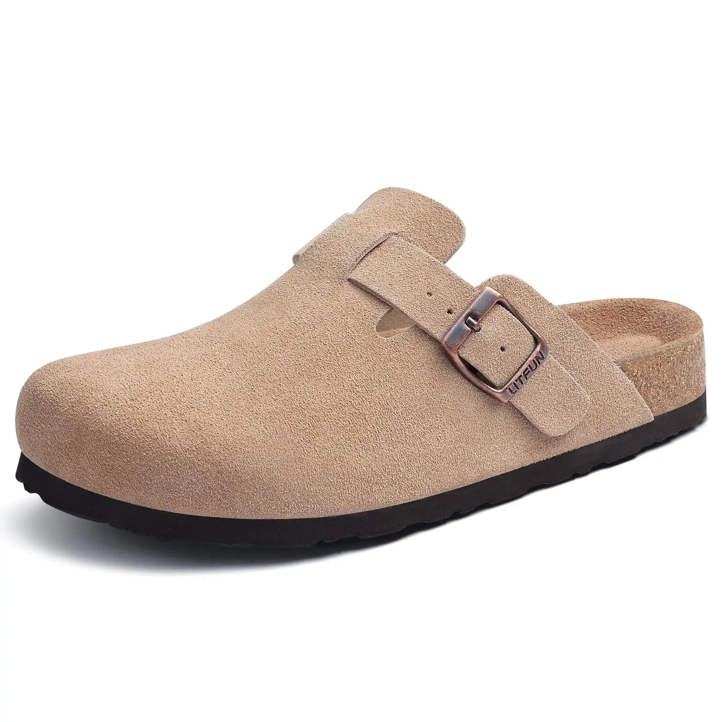Asgard Women's Genuine Leather Clogs Soft Cork Footbed Cow Suede Mules With Adjustable Strap Fashion Comfort Slip on Slippers