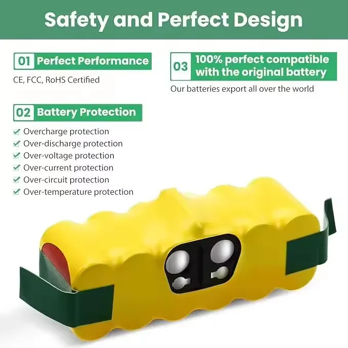 New 14.4V 12.8Ah Ni-MH Replacement Battery for irobot Roomba 500 600 700 800 900 Series 585 595 600 610 620 630 631 650 660 760