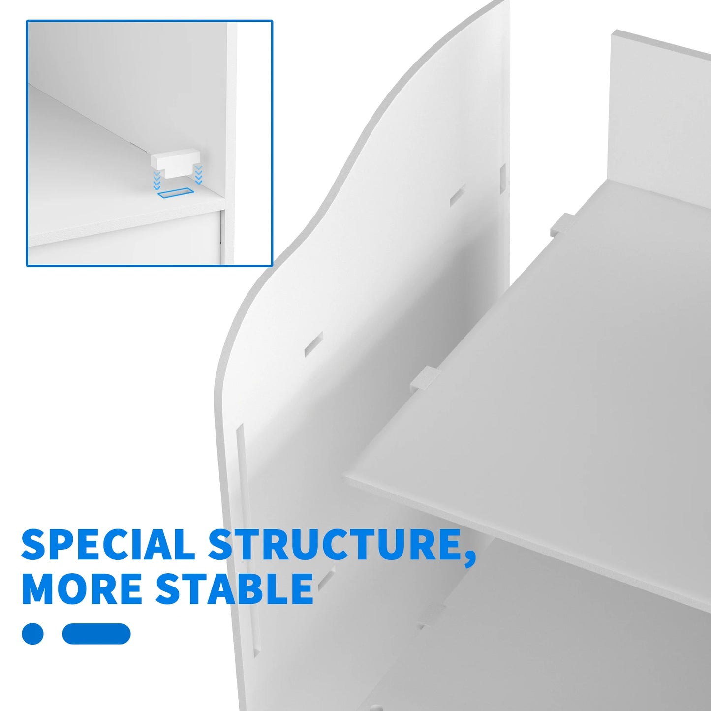 Bathroom Floor Cabinet, Bathroom Storage Cabinet Unit White Waterproof Wooden Cabinet with 2 Layers and 1 Doors Storage Unit