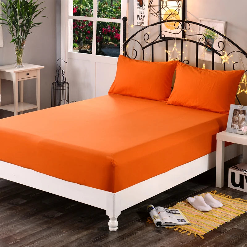 1Pc High Quality 100% Polyester Solid Color Fitted Sheet Mattress Cover Four Corners With  Elastic Band Bed Sheets