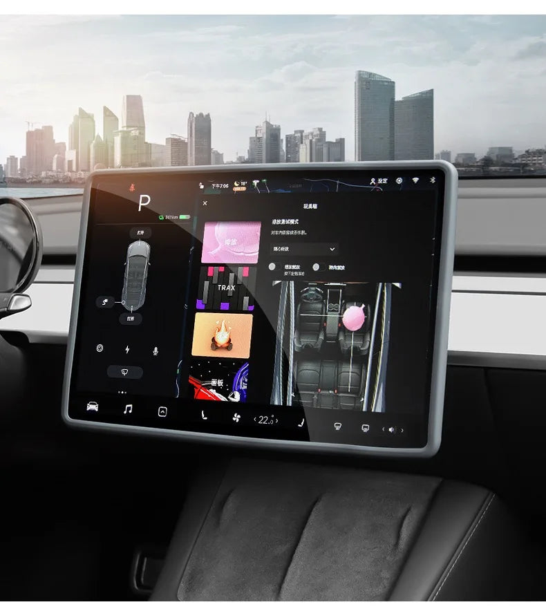 For Tesla Model 3 / Y Silicone Protective Frame Edge Cover Central Control Display Navigation Screen Protector Car Accessories
