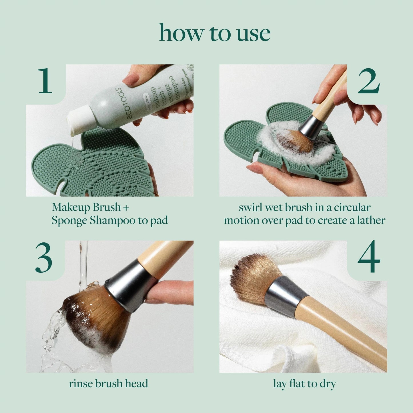 Silicone makeup brush cleaning pad with suction cup, a makeup brush cleaning tool suitable for brushes and powder puffs.