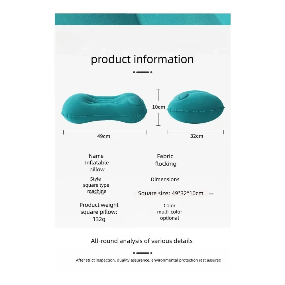 Ultra Soft Portable Inflatable Pillow Neck Lumbar Support for Camping,Pool Car Travel,Outdoor Lightweight Compact Comfort
