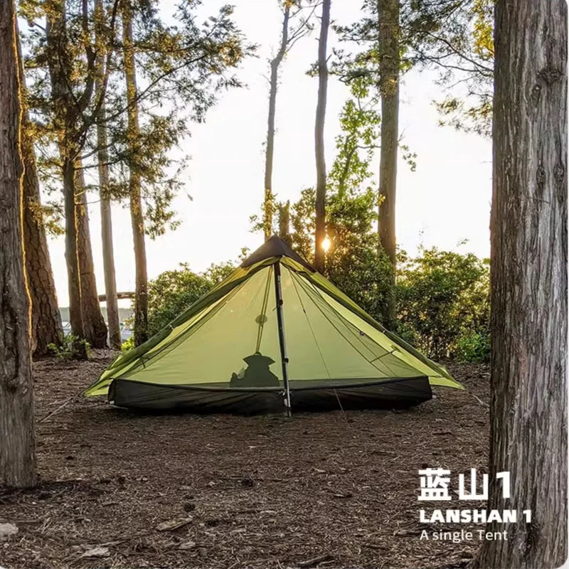 New FLAME'S CREED Lanshan 1 Person Oudoor Ultralight Camping Tent Single Man 3/4 Season Professional 15D Silnylon Rodless Tent