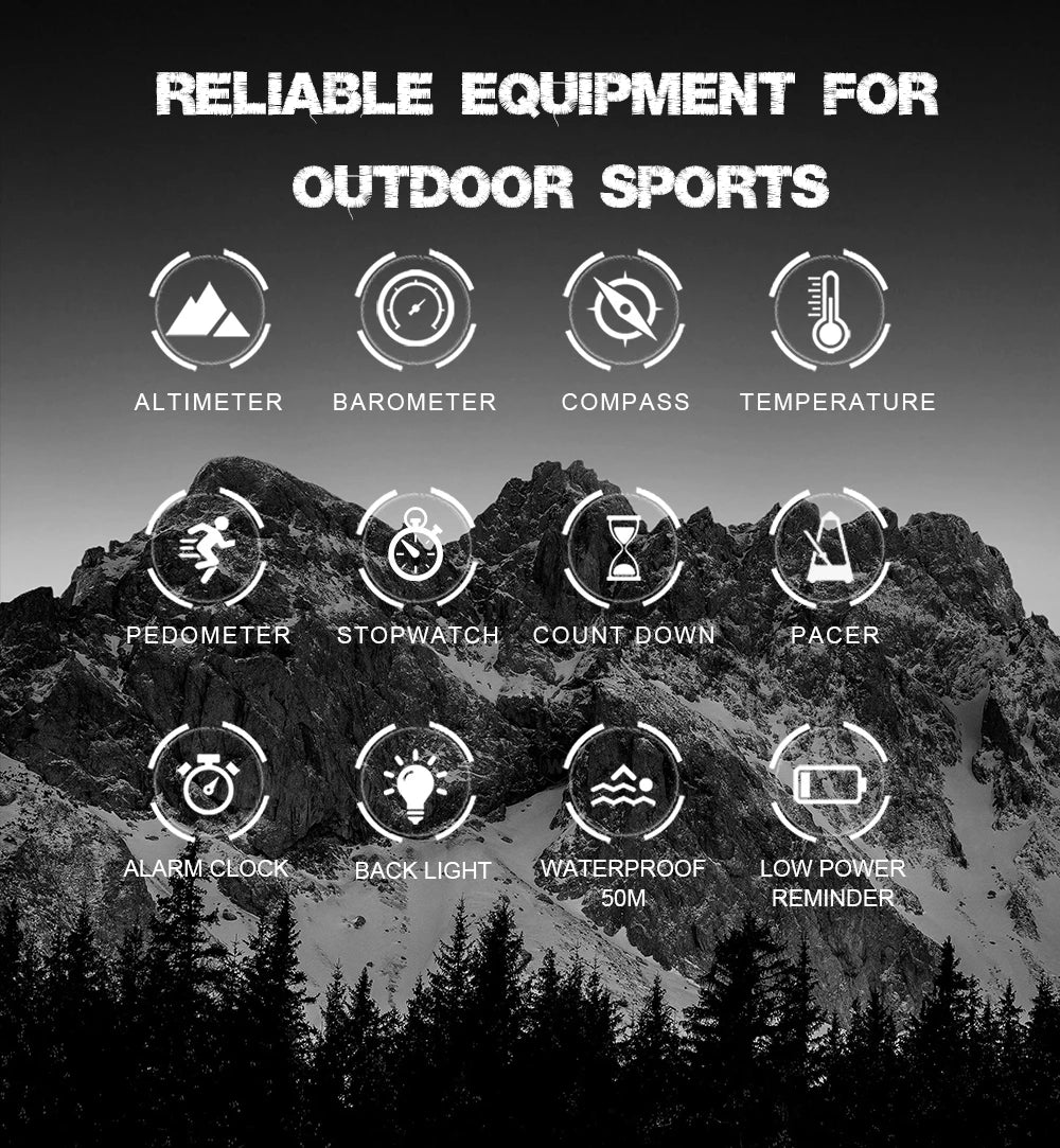 NORTH EDGE APACHE-46 Men Digital Watch Outdoor Sports Running Swimming Outdoor Sport Watches Altimeter Barometer Compass WR50M