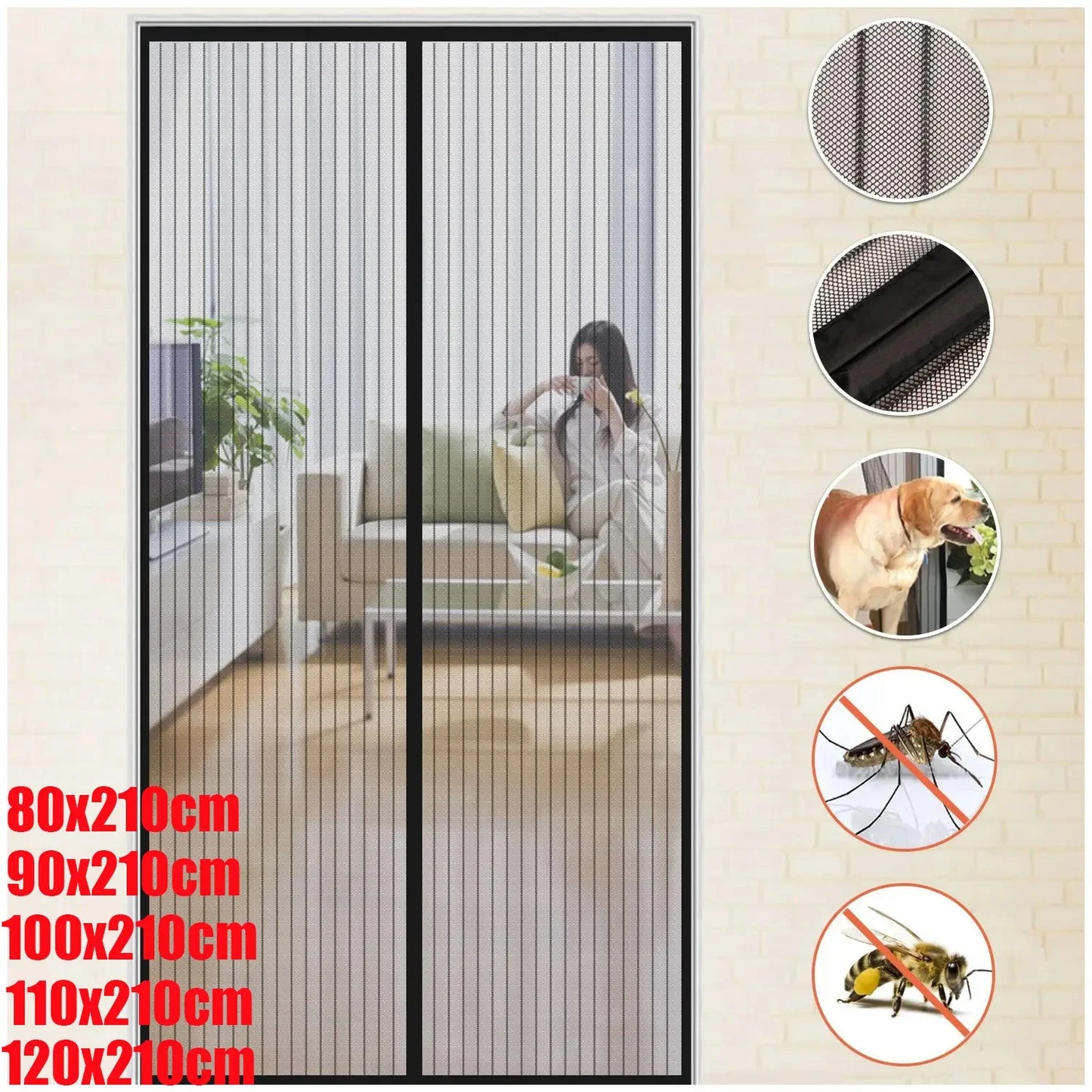 Magnetic Mosquito Net, Summer Insect Fly Control, Door Curtain Net, Living Room, Bedroom Curtain, Automatic Closing Door Screen