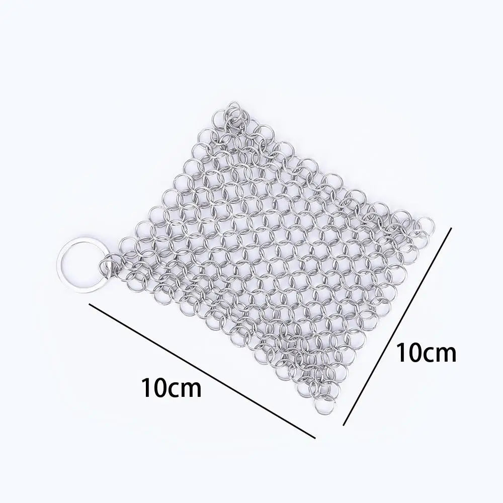 Bowl 10x10cm Cookware Wok Chainmail Circular Ring Square Scrubber Pan Brush Stainless Steel Kitchen Tool Cast Iron Cleaner
