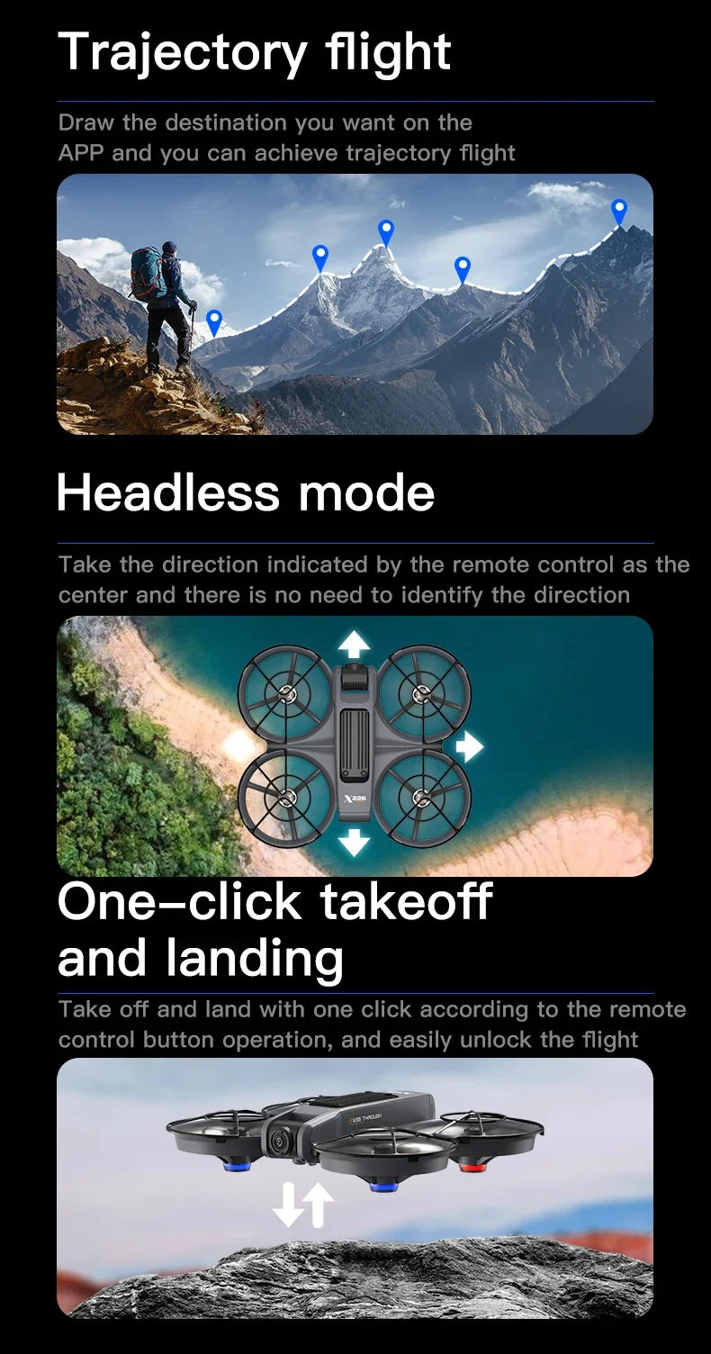 NEW Lenovo X226/X226VR Mini Drones 4K Professional Remote Control Helicopter Plane RC Dron with Screen Quadcopter Toys Gift