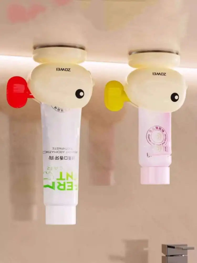 Cute Whale Manual Toothpaste Squeezer Storage Rack with Suction Cup Toothpaste Rolling Dispenser Facial Cleanser Squeeze Clip