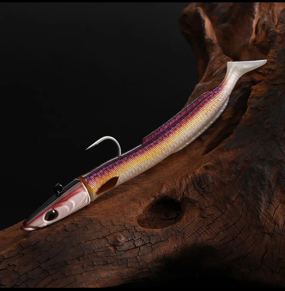 BLUX Happy Sandeel 11cm 17g Soft Live Eel Fishing Lure Paddle Tail Jig Head Hook Vinyls Vibration Artificial Bait Saltwater Gear