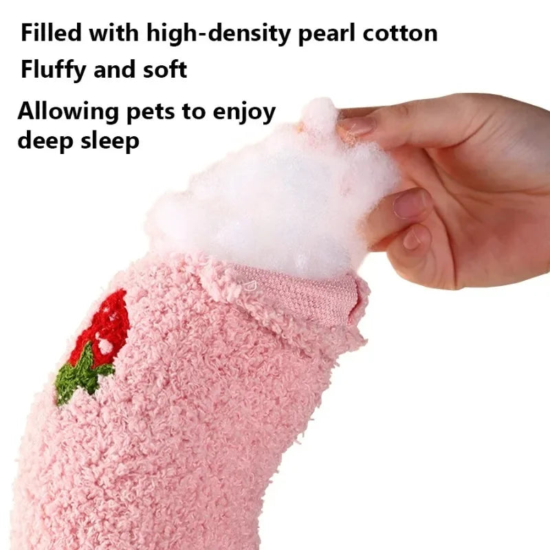 Pet Pillow for Cats and Dogs Soft Plush Thick Filling Cervical Support Hypoallergenic Washable Cover Deep Sleep U-shaped Cat And