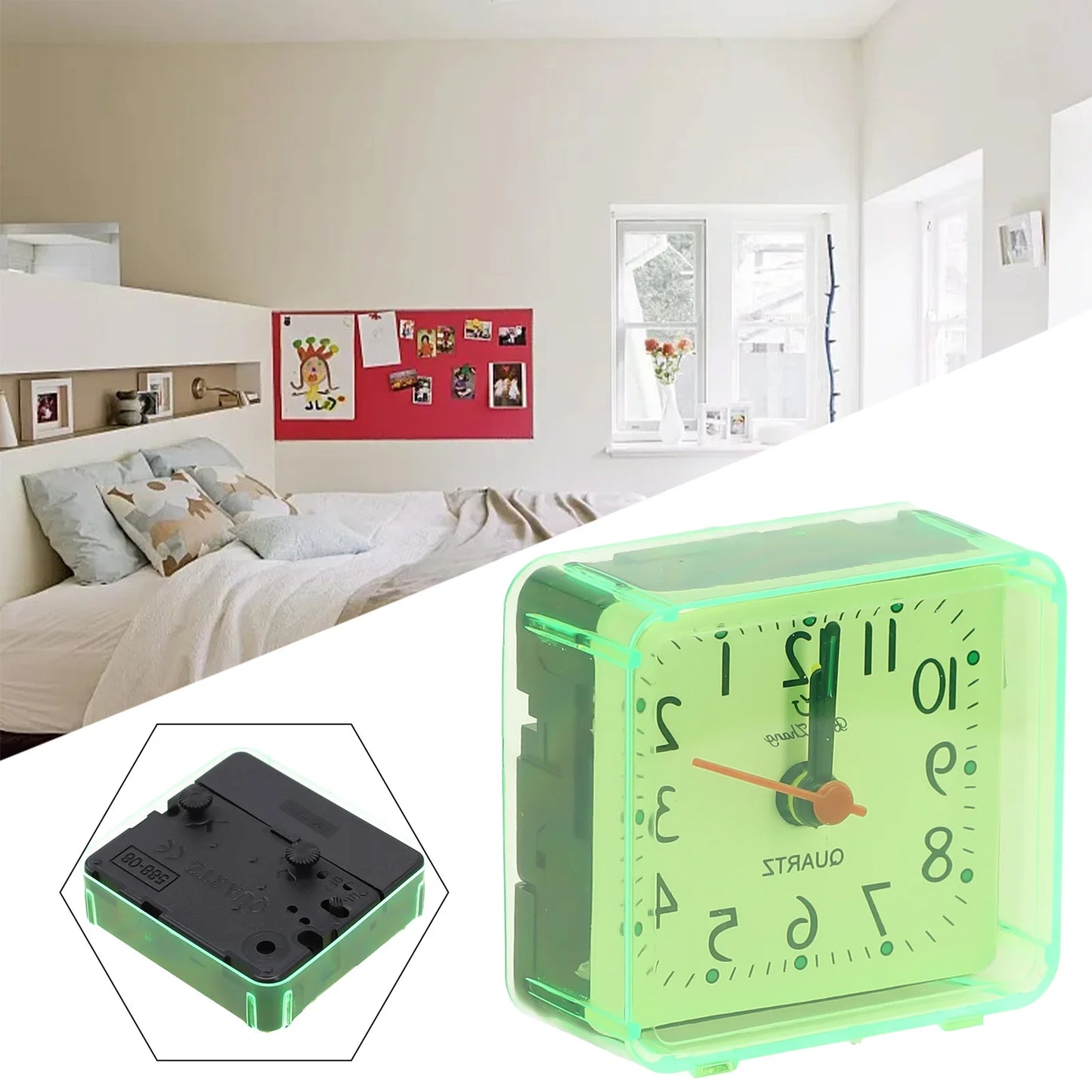 Small Battery Operated Quartz Alarm Clock with Beeping Sound for Bedside Use Featuring Clear Numbers and Reliable Performance