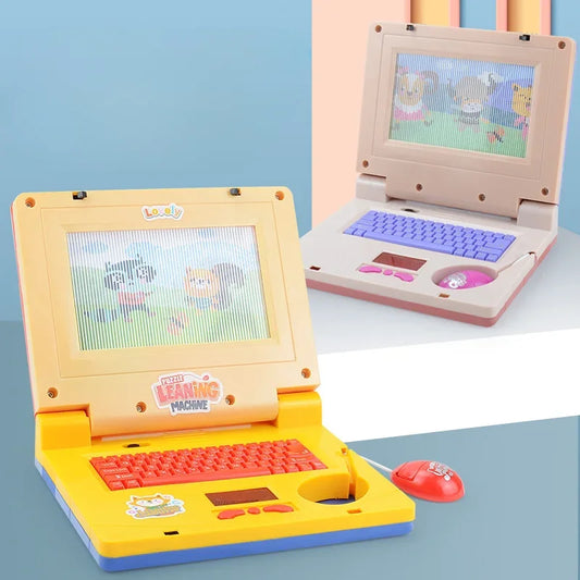 Toddler Puzzle Learning Machine Cartoon Fake Laptop with Light Music Mouse Simulation Computer Enlightening Toys Birthday Gifts
