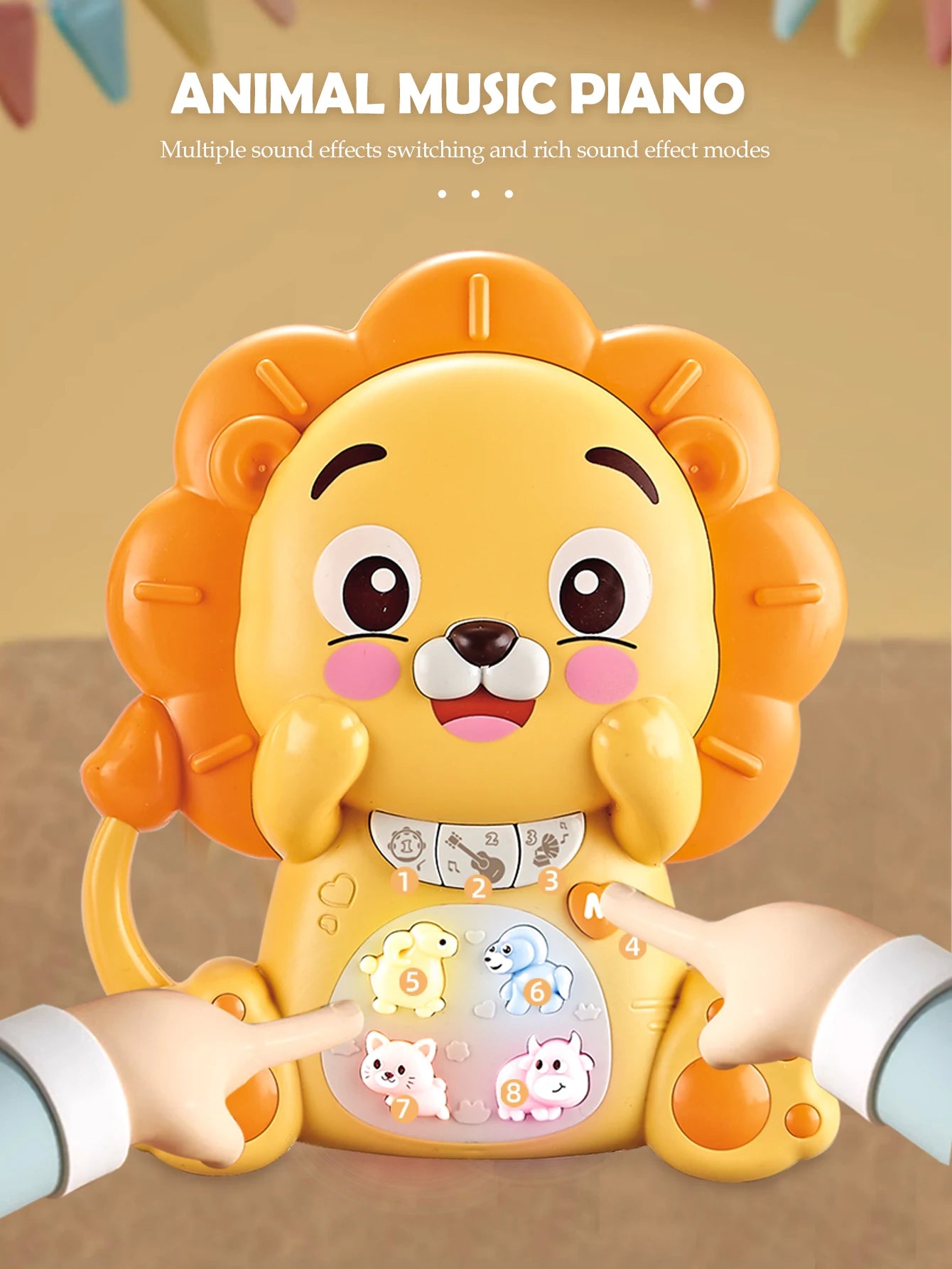 Cartoon Animal Electronic Keyboard, Lighting Music Piano Multi-mode Sound Effect Switching, Puzzle Early Education Toys for 3+