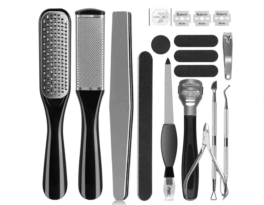 Pedicure Kit 8/10/15/23 in 1 Stainless Steel Professional Pedicure Tools Foot Rasp Peel Callus Dead Skin Remover  Care Pedicure