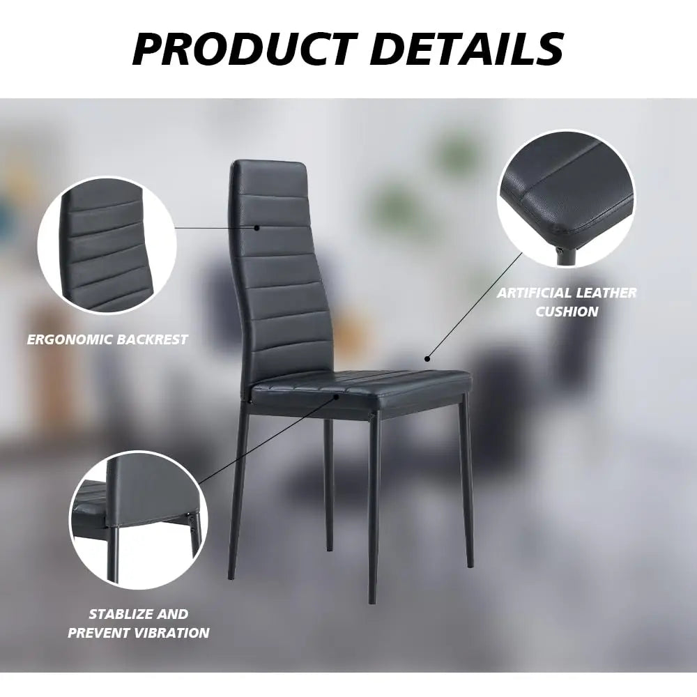 Modern Dining Chairs, Kitchen Chair Leather with Metal Legs and Foot Pads,Thick Padded Seats,Backrest Set
