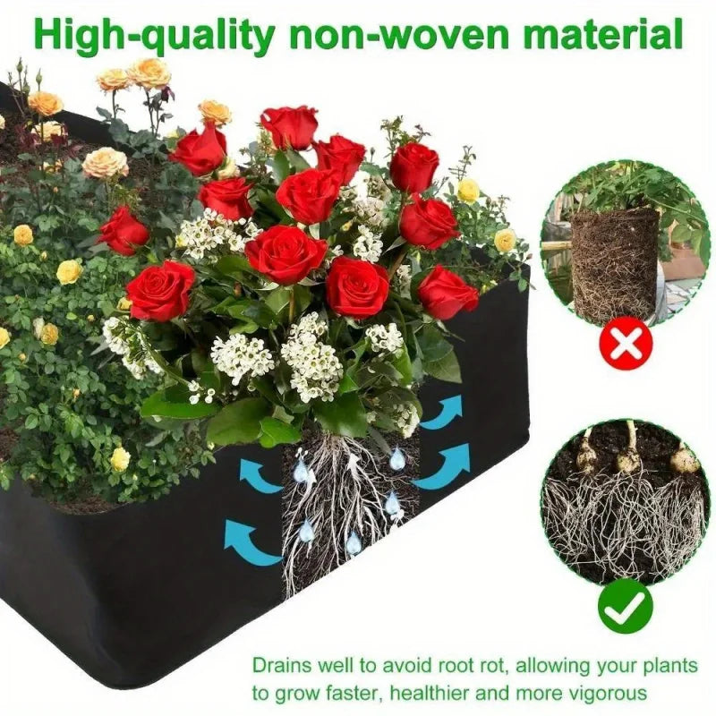 Felt Fabric Raised Garden Bed, 8-Grid Portable Rectangle Grow Bag, Reusable Vegetable Planter Box for Indoor & Outdoor Gardening