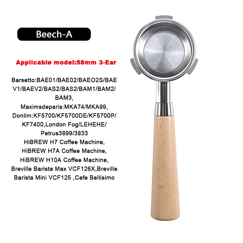 58mm 3-Ear For Hibrew h7 h7a h10a Espresso Bottomless Portafilter Breville Barista Max/Mini/Signature Brew Basket Barista Tools