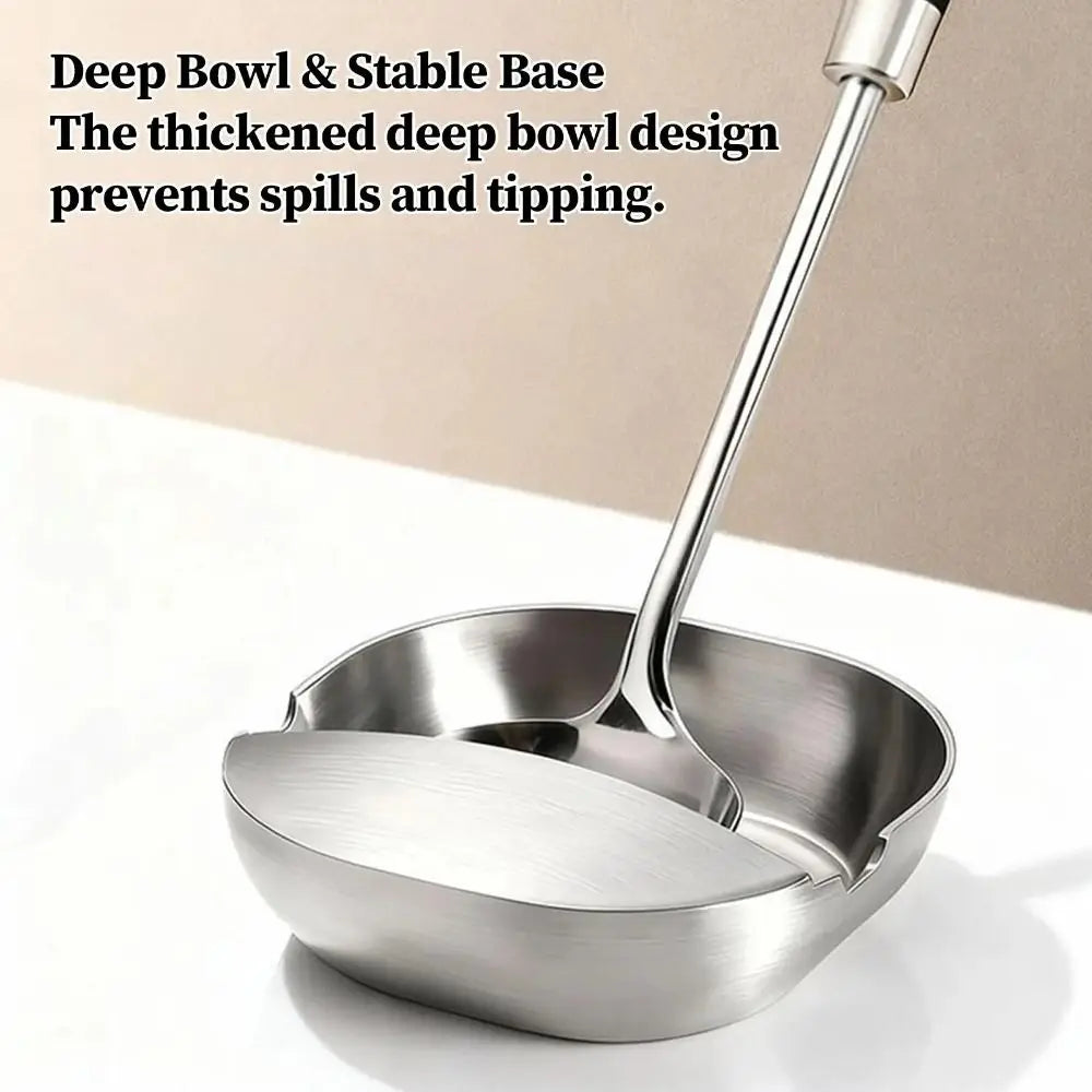 New Stainless Steel Ladle Rack Self-Standing Stable Spatula Rack Spoon Tray