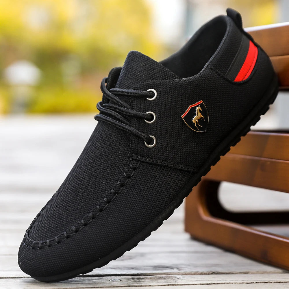 Men's Breathable Fabric Casual Loafers, Soft-Soled Comfortable Lace-Up Low-Top Men's Shoes, Versatile for Daily Commuting and Light Business Wear, Lightweight, Wear-Resistant, Non-Stuffy, Comfortable for Long Wear, Suitable f