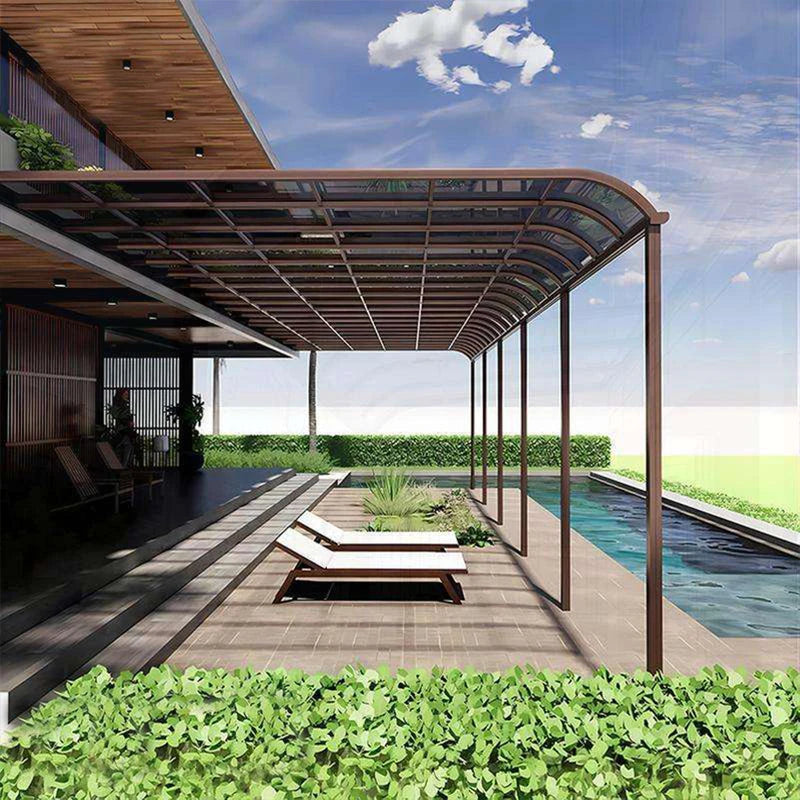 Waterproof Aluminum Outdoor Pergola with Curved Polycarbonate Top Easy Assembly Custom Size for Garden Backyard