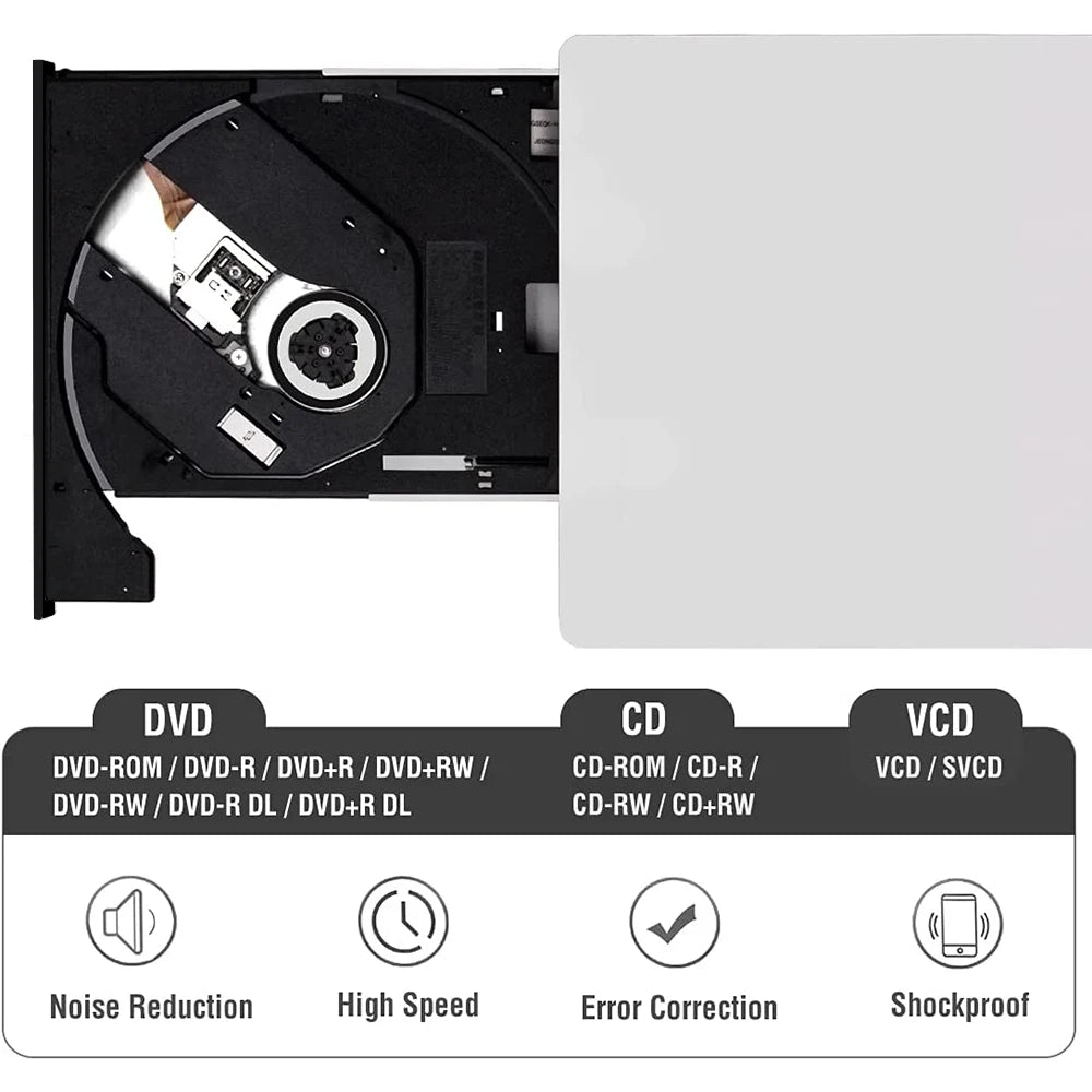 Deepfox USB 3.0 Slim External DVD RW CD Writer Drive Burner Reader Player Optical Drives For Laptop PC Dvd Burner Dvd Portatil