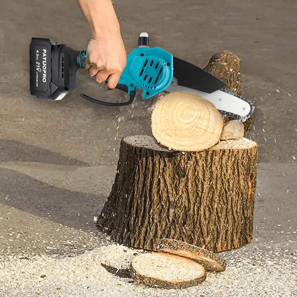 PATUOPRO 6 Inch Electric Saw Brushless Cordless Chainsaw Handheld Woodworking Garden Tools For Makita 18V Battery(No Battery)