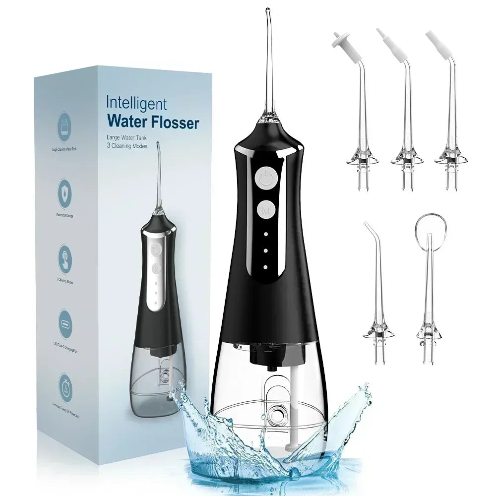 300ml USB Rechargeable Water Flosser Portable Dental Irrigator with 5 Nozzles 3 Modes dental accessories resina para dientes
