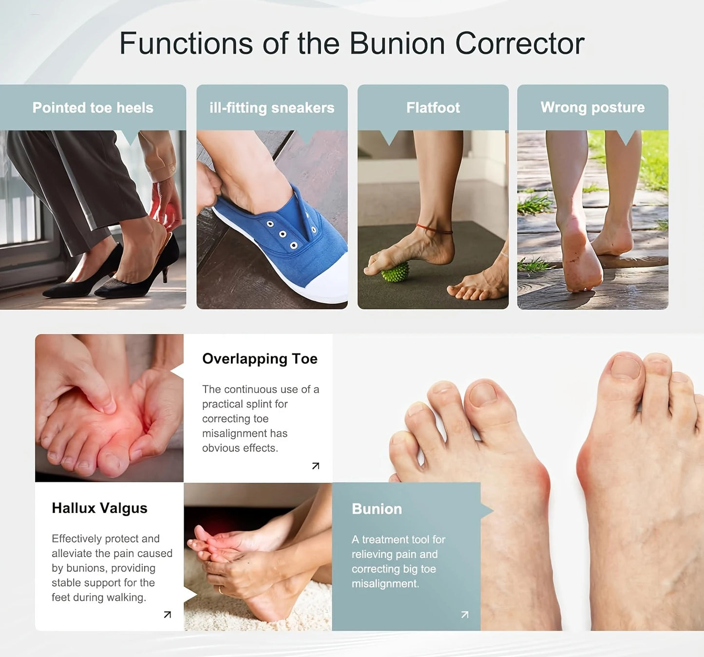 Big Toe Orthopedic Toe Straightener Hallux Valgus Orthotics Adjuster Correction Bunions Corrector for Left & Right Feet Rotatabl