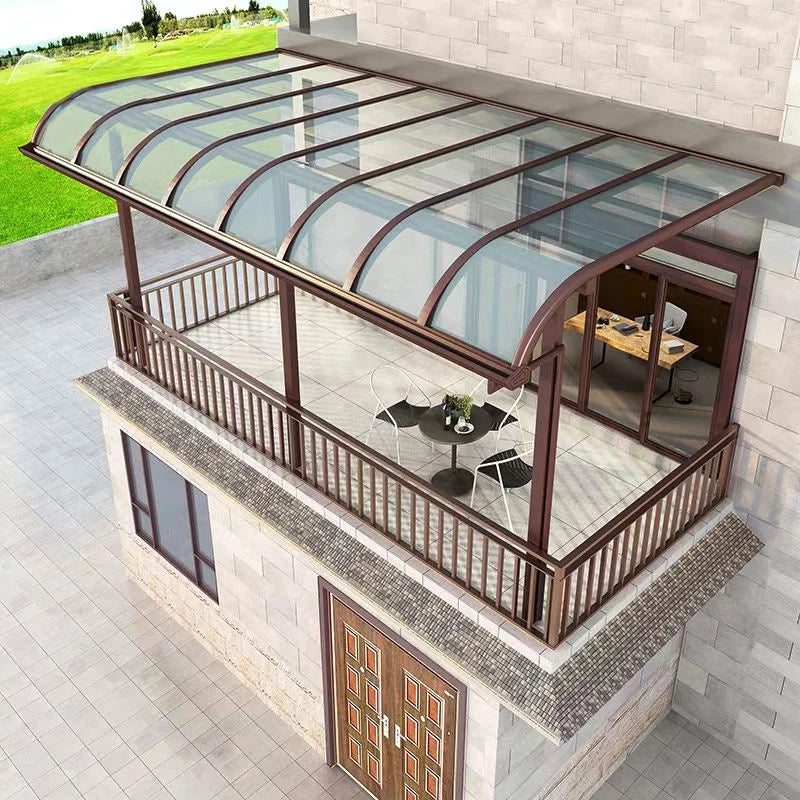 Waterproof Aluminum Outdoor Pergola with Curved Polycarbonate Top Easy Assembly Custom Size for Garden Backyard