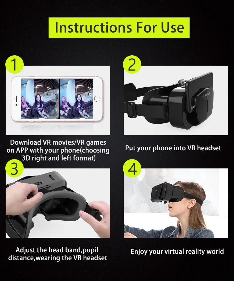 3D Virtual Reality VR Glasses For Phone Mobile Smartphones 7 Inch Headset Helmet Game Wirth Real Viar Goggles Cell Device Lenses