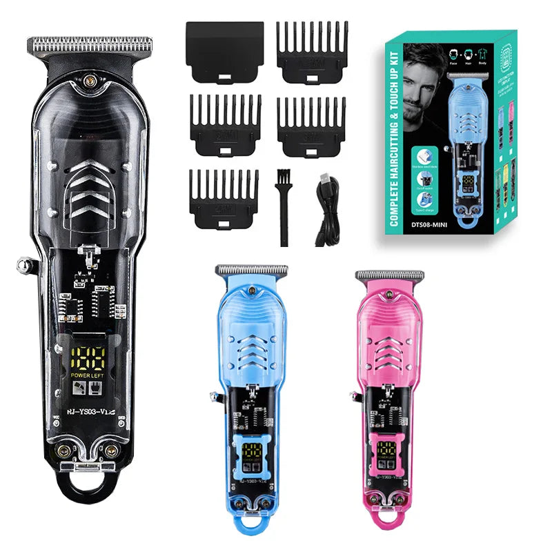 Hair Cut Machine Rechargeable Hair Clippers Transparent Professional Clippers Electric Hair Trimmers Shaver for Men Cordless