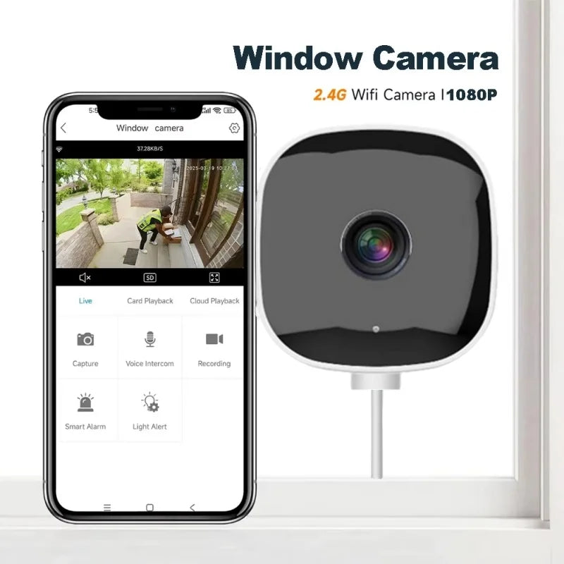 3MP Resolution Window Mini Camera Full-Color Night Vision ThroughWindow Camera Replaces Outdoor Cameras 2.4/5GHz WiFi Camera