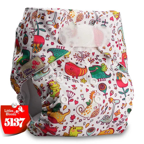 [Littles&Bloomz] Baby Washable Reusable Real Cloth STANDARD Hook-Loop Pocket Nappy Diaper Cover Wrap, suits Birth to Potty