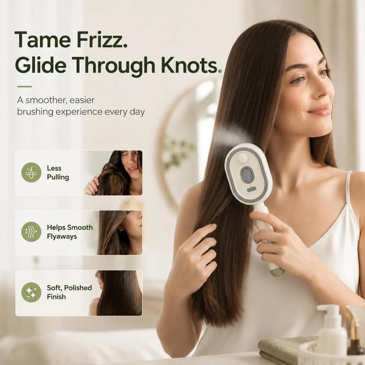 Electric Spray Hair Brush Misting Hair Brush with Water Spray Reduce Frizz Anti-Static Electric Spray Air Cushion Comb