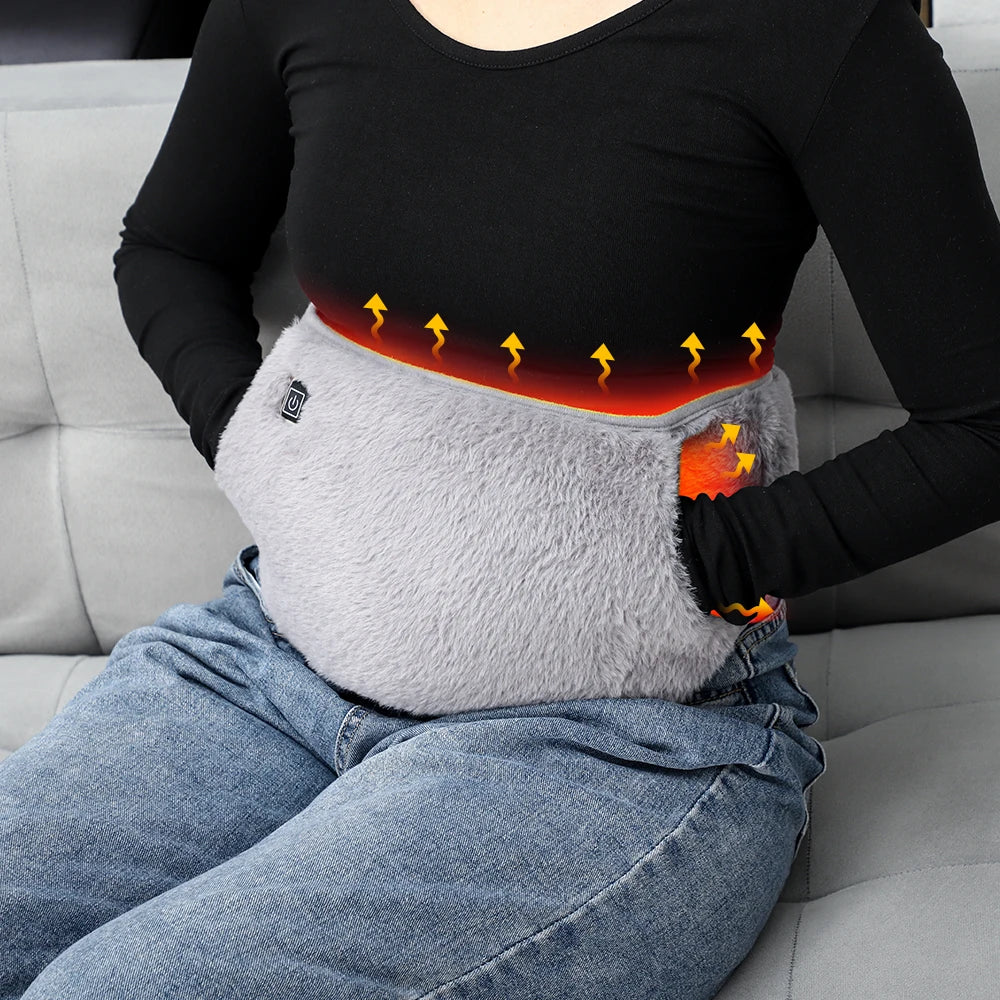 2 in 1 Electric Hand Warmer Waist Belt USB Rechargeable Graphene 3 Gears Hot Compression Washable Soft Plush Waist Warming Belt