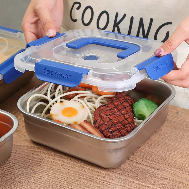316 Stainless Steel Large Capacity Food Container - Sealed Anti-Drip Lunch Box for Camping Picnic, Fruit & Salad Storage