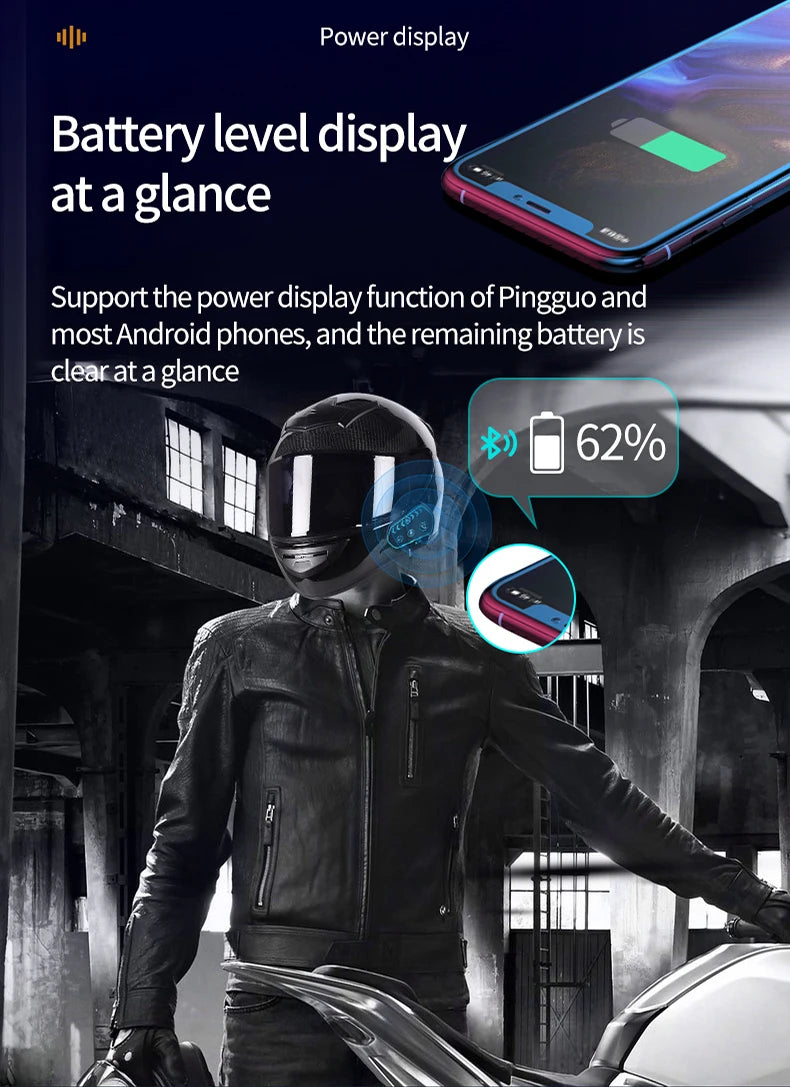 A10 Motorcycle Helmet Bluetooth Headset Wireless V5.0 Waterproof Handsfree Call Music Earphone 1000mAh Riders Moto GPS Headphone