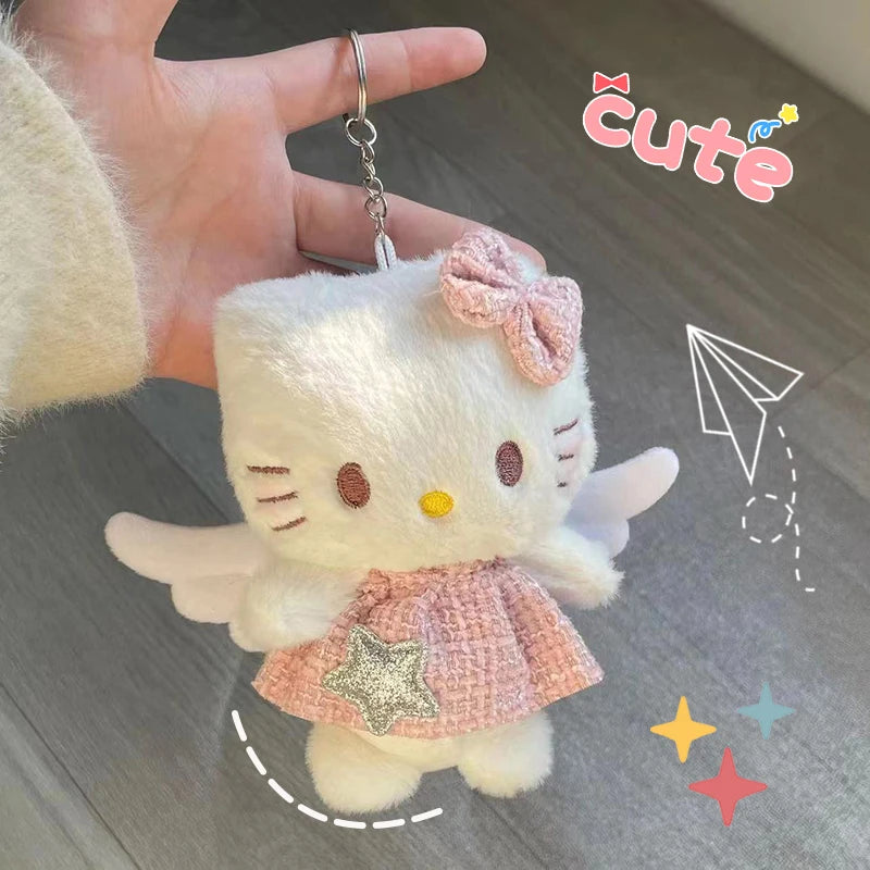 Kawaii Hello Kitty Keychain Cute Cartoon Bag Pendant Plush Doll Charms Car Key Ring Backpack Accessories Women Girl Gifts